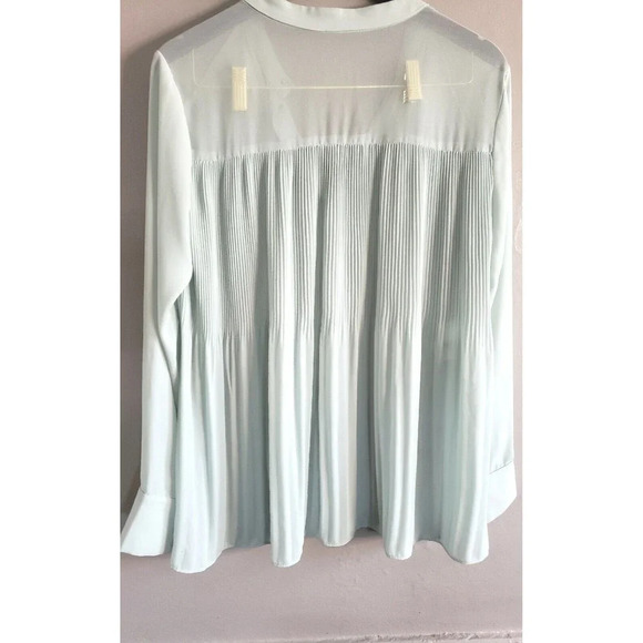 Rachel Roy Blouse Women's L Chiffon Green Pastel  Mint  Button Front Lightweight - Picture 7 of 11